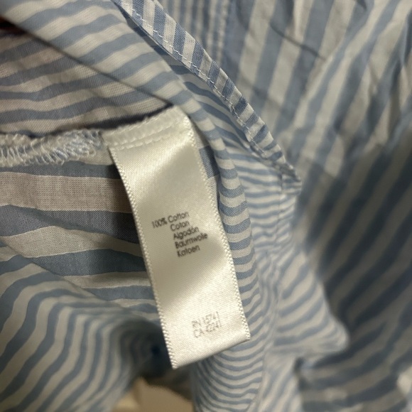PJ Salvage Blue & White Striped Button Down Cotton Sleep Shirt Size Medium - Picture 5 of 6